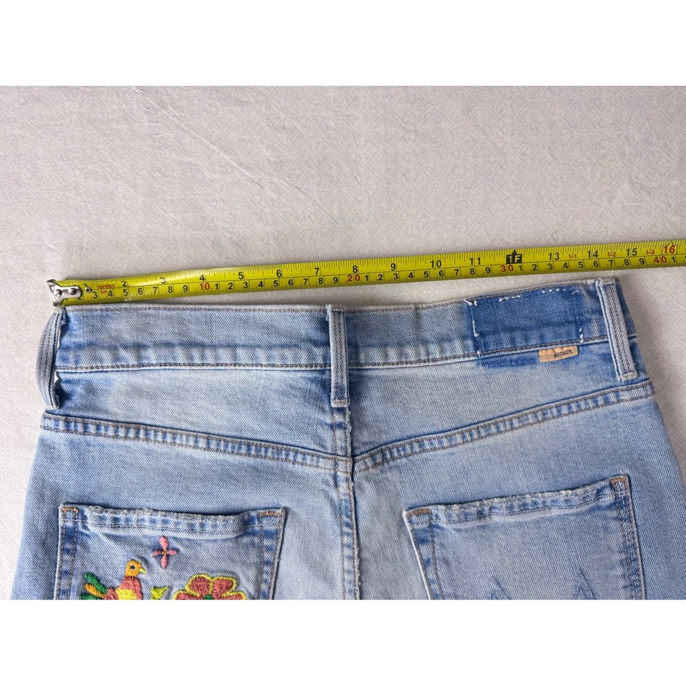 MOTHER Jeans Women Embroidered Bloom Flare Crop Light Wash Denim Size 28 - Picture 8 of 14